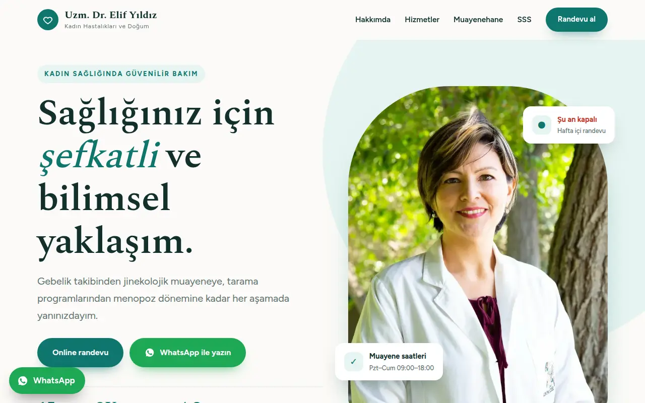 Kişisel Doktor Web Sitesi — Dr. Elif Yıldız